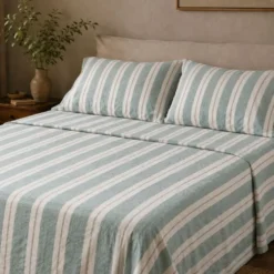 Completo Lenzuola Stone Washed Matilde Verde Matrimoniale DIS. 10