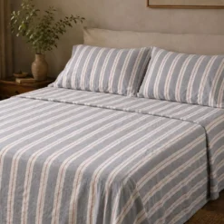 Completo Lenzuola Stone Washed Matilde Grigio Matrimoniale DIS. 10