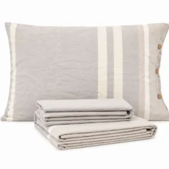Completo Lenzuola Stone Washed Matilde Grigio Matrimoniale DIS. 60