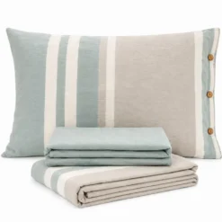 Completo Lenzuola Stone Washed Matilde Verde Matrimoniale DIS. 60