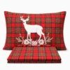 Completo Lenzuola Tartan Cervo Rosso Matrimoniale