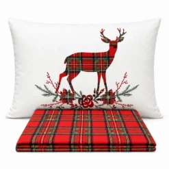 Completo Lenzuola Tartan Cervo Rosso Matrimoniale
