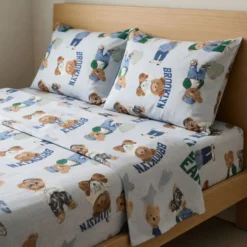 Completo Lenzuola Teddy Azzurro Singolo