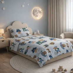 Completo Lenzuola Teddy Azzurro Singolo
