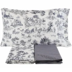 Completo Lenzuola Toile de jouy blu Matrimoniale