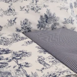 Completo Lenzuola Toile de jouy blu Matrimoniale