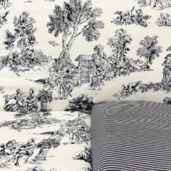 Completo Lenzuola Toile de jouy blu Matrimoniale