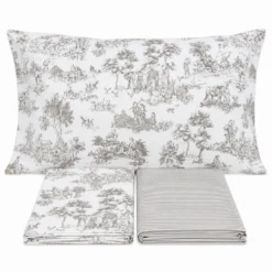 Completo Lenzuola Toile de jouy tortora matrimoniale