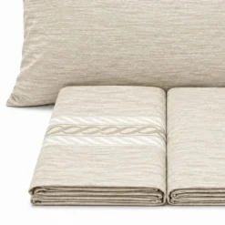 Completo Lenzuola Volant intreccio beige matrimoniale