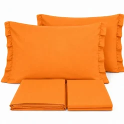 Completo Lenzuola Volant Joli Arancio Matrimoniale