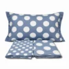 Completo Lenzuola Volant Moon pois Azzurro Matrimoniale