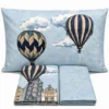 Completo Lenzuola Volare Mongolfiera Azzurra Matrimoniale