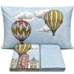Completo Lenzuola Volare Mongolfiera multicolor Matrimoniale