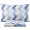 Completo Lenzuola Zig Zag Moderno Azzurro Matrimoniale