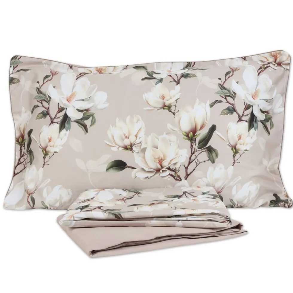 Completo Letto Raso di cotone Lavinia Beige Matrimoniale