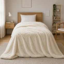 Coperta ecopelliccia Angy panna singola 160 x 210