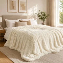 Coperta ecopelliccia Angy panna matrimoniale 210 x 240