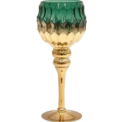 Coppa/Vaso in Vetro Verde sfaccettato