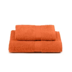 Coppia Asciugamani Caleffi in spugna Minorca Arancio