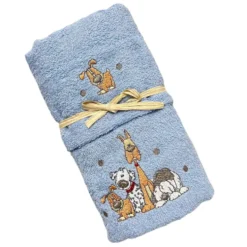 Coppia asciugamani Cani ricamati azzurro
