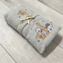 Coppia asciugamani Cani ricamati grigio