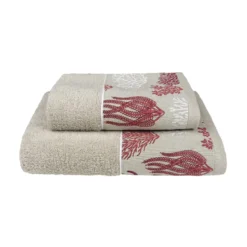 Coppia asciugamani CREOLE Balza Corallo Beige/Lampone