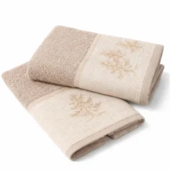 Coppia asciugamani CREOLE profilo Lino Valdes Beige