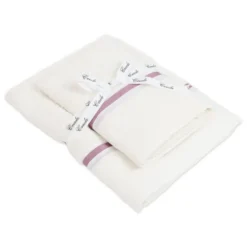 Coppia asciugamani CREOLE profilo Lino Panna-Malva