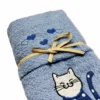 Coppia asciugamani Gattone Blu fondo azzurro