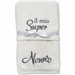 Coppia asciugamani Il mio super nonno bianchi ricamati