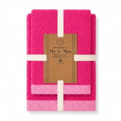 Coppia Asciugamani in Spugna Mr & Mrs Fuxia/Rosa