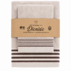 Coppia Asciugamani in Spugna Dioniso Beige