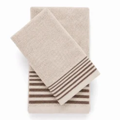 Coppia Asciugamani in Spugna Dioniso Beige