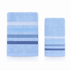 Coppia Asciugamani in spugna Colorful Azzurro Avio