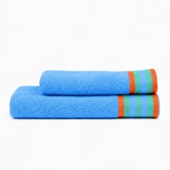 Coppia Asciugamani in spugna Happines Blu