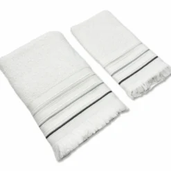 Coppia asciugamani Jacquard Maddalena Bianco