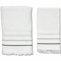 Coppia asciugamani Jacquard Maddalena Bianco