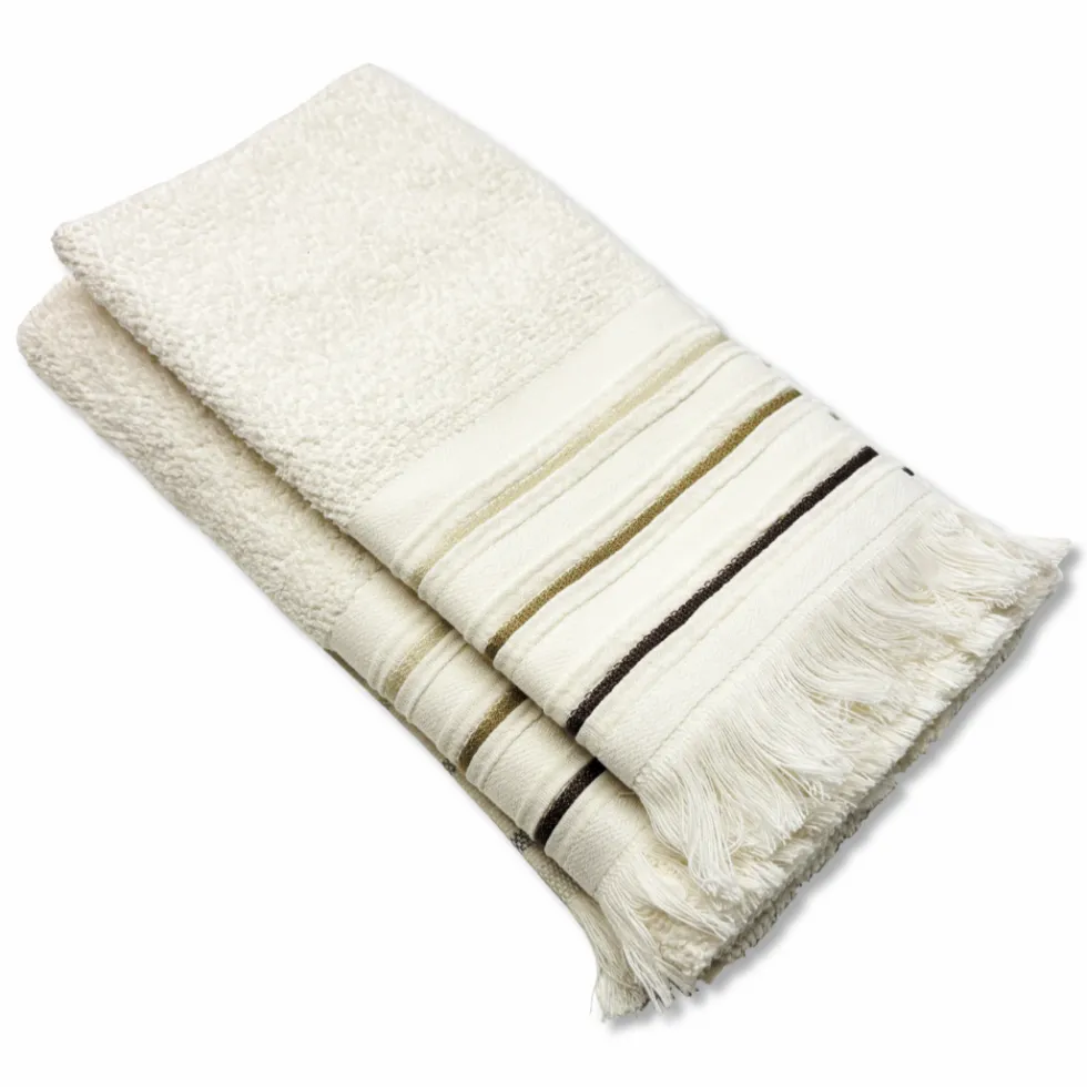 Coppia asciugamani Jacquard Maddalena Crema