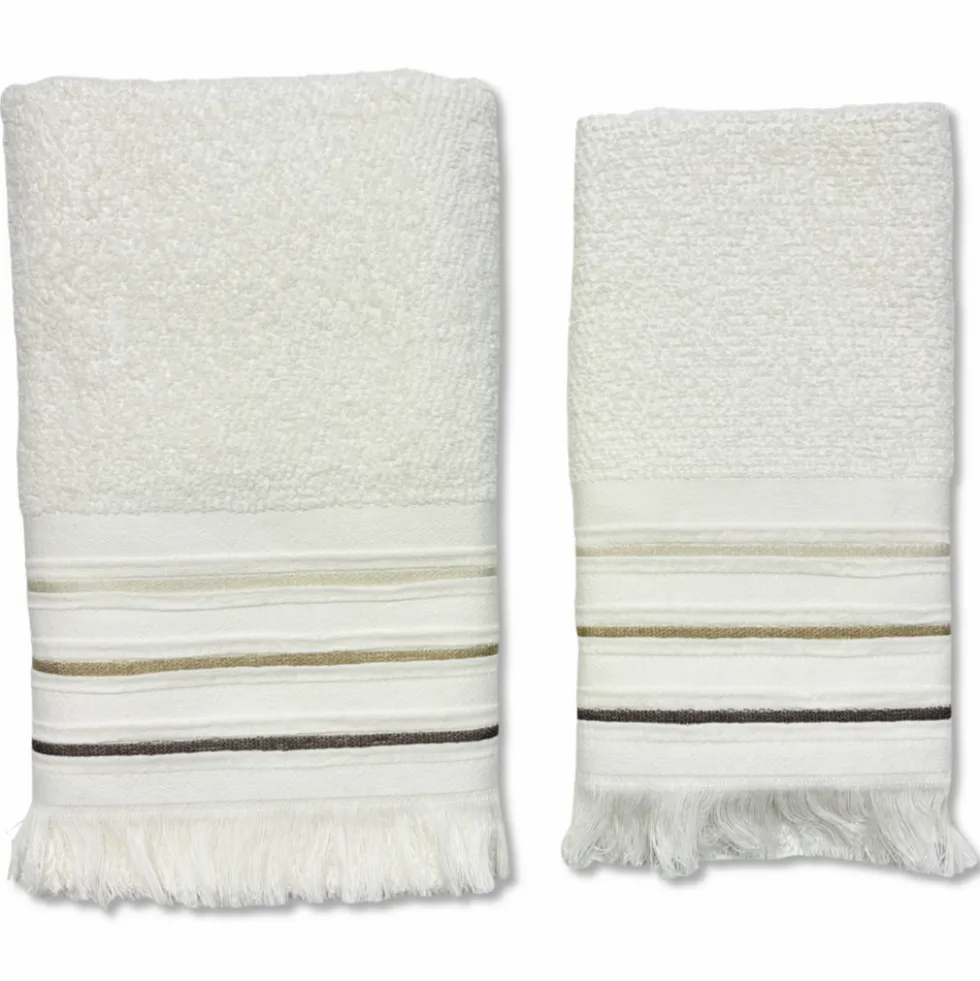 Coppia asciugamani Jacquard Maddalena Crema