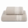 Coppia asciugamani Ricamati Stripe Tortora