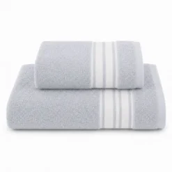 Coppia asciugamani Ricamati Stripe Grigio
