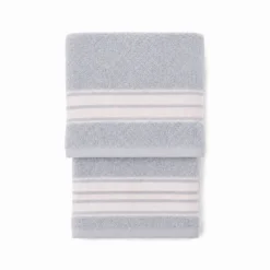 Coppia asciugamani Ricamati Stripe Grigio
