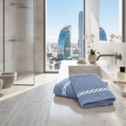 Coppia asciugamani Ricamati Loft Blu