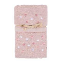 Coppia asciugamani Ricamati Pois Rosa