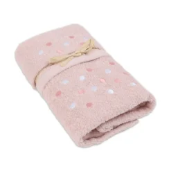 Coppia asciugamani Ricamati Pois Rosa