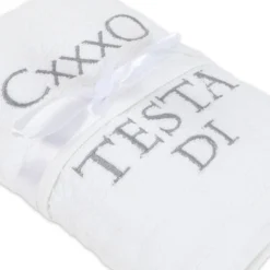 Coppia asciugamani Ricamati Testa di caxxo Bianco DIS. 17