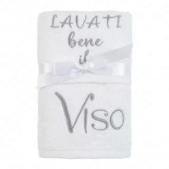Coppia asciugamani Ricamati Lavati bene il viso Bianco DIS. 15