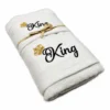 Coppia asciugamani ricamati King fondo Bianco