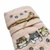 Coppia asciugamani ricamati Tre gattini rosa
