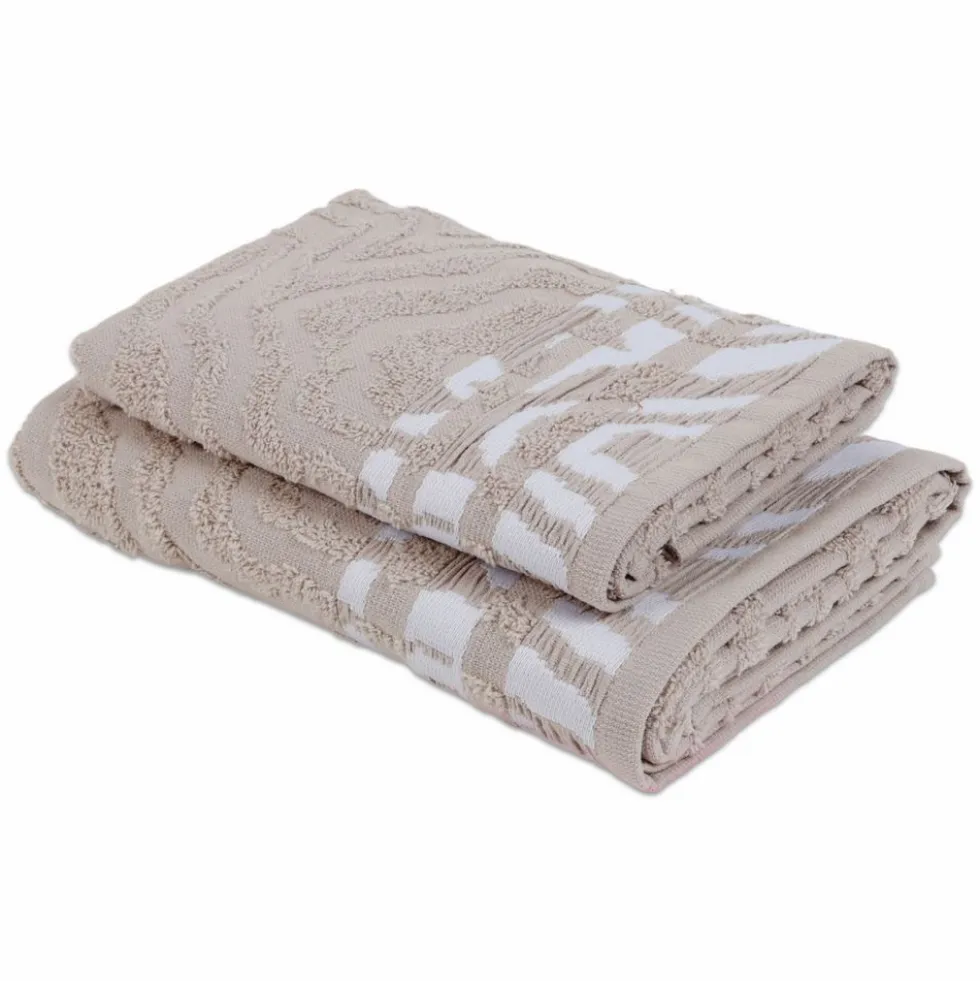 Coppia asciugamani Spugna Jacquard Rith Sabbia